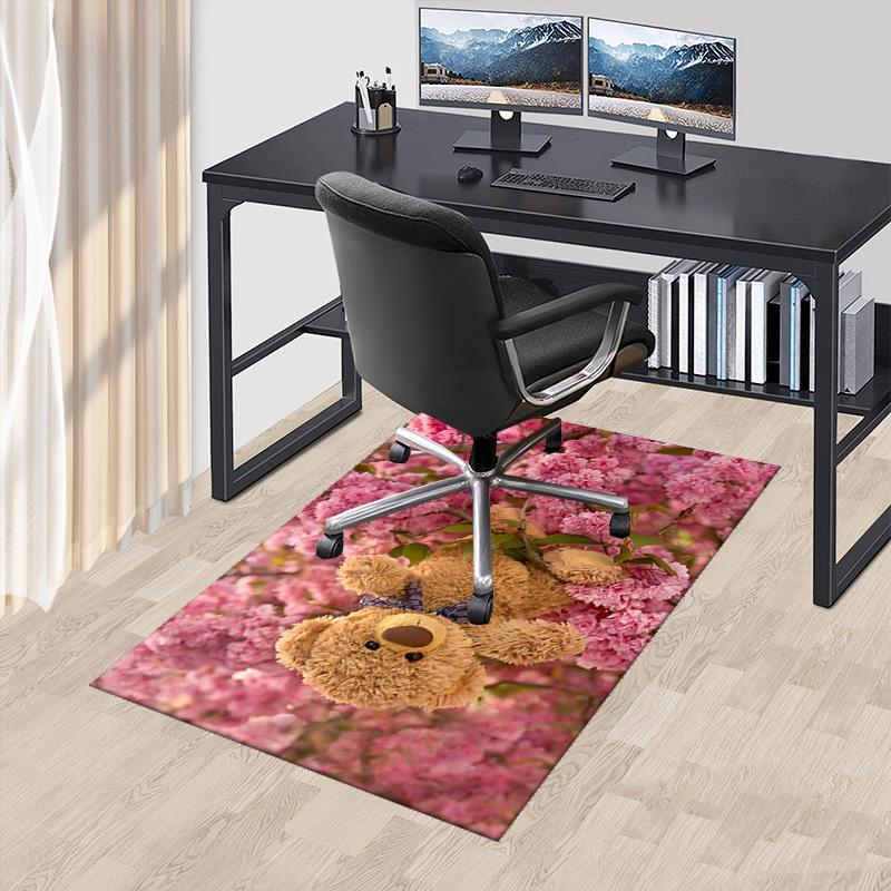 

1pc Teddy Bear with Purple Bow Chair Mat - Anime Cartoon Design, Non-Slip Carpet for Office and Home Decor, Suitable for All Seasons.C053 60cm by 90cm