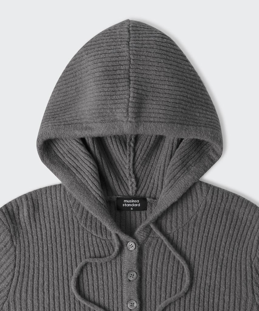 MUSINSA STANDARD WOMAN Women'S Soft Boucle Slim Hooded Knit [Medium Grey]