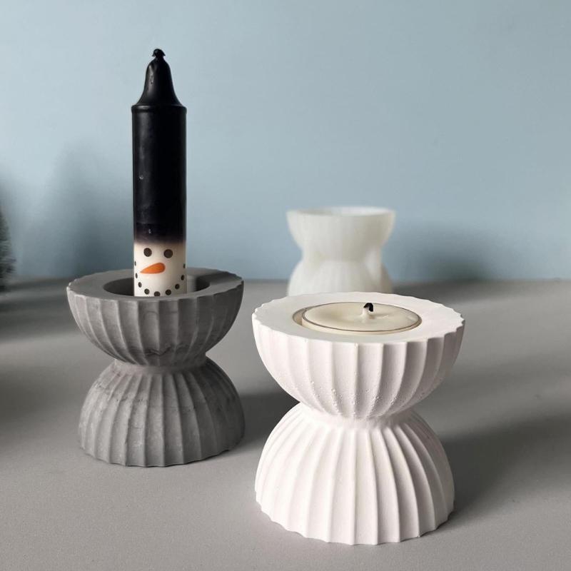 Funnel Silicone Candle Stand Mould For Epoxy Resin Tealight Holder Decoration Striped Funnel Candlestick Silicone Molds