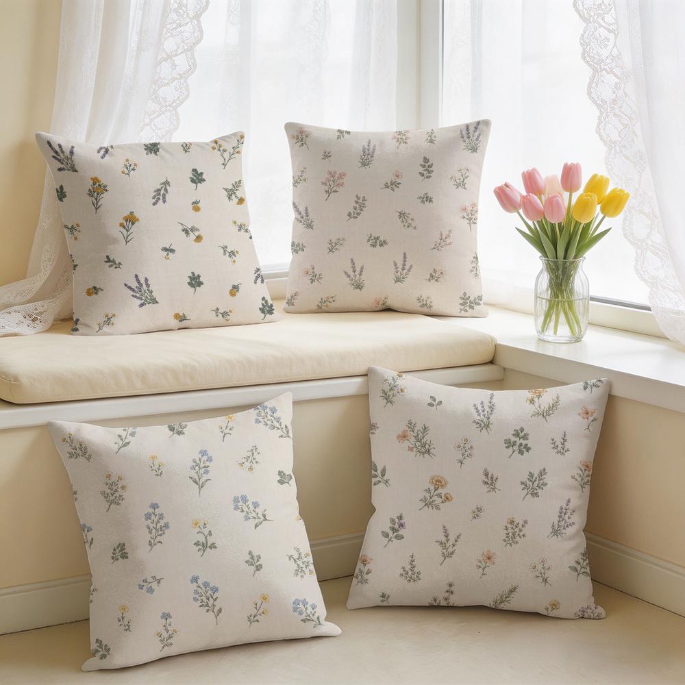 Soft Floral Sprig Cushion Cover Silky Short Plush Invisible Zipper Dustproof Sofa Pillow Case For Home Decor
