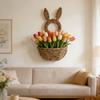 Handwoven Rabbits Ear Shape Flower Basket Natural Rattan Breathable Flower Holder for Home Decors and Storage