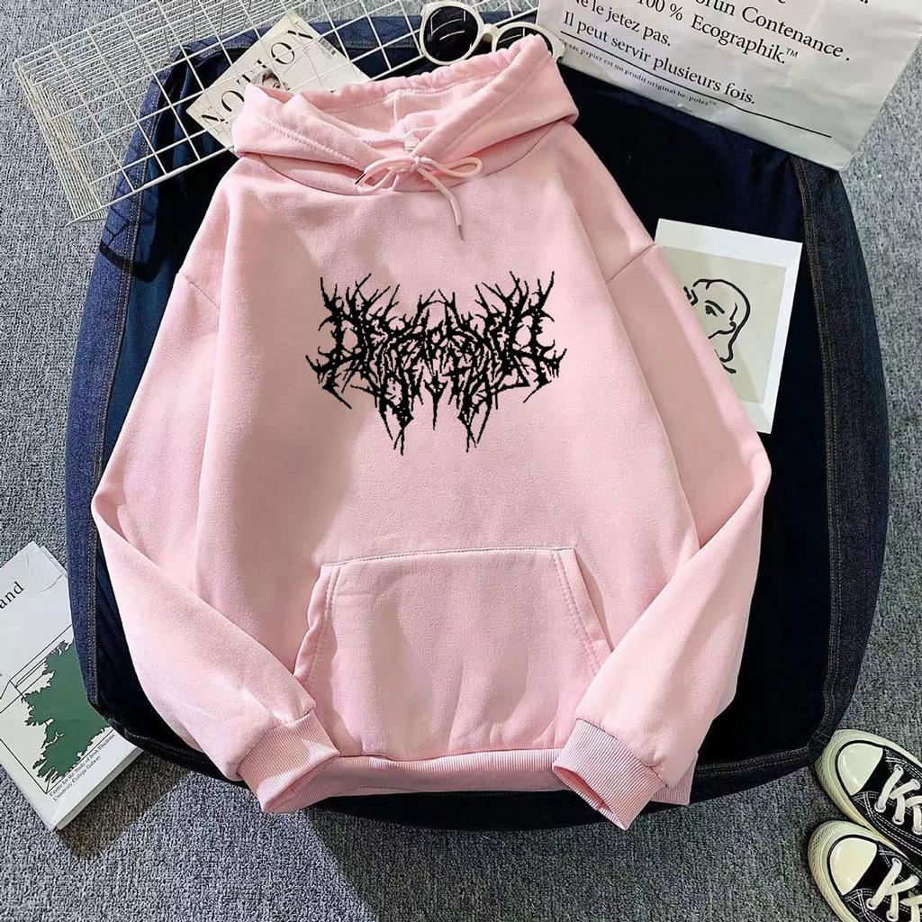 Women's Hooded Long Sleeve Sweatshirt Loose Fit Gothic Graphic Print Pullover Top 2022 Winter Hip Hop Vintage Streetwear Hoodie