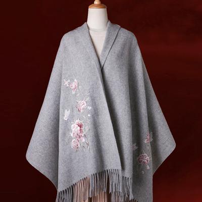 Wool Embroidery Shawls Female Designer Women Winter Scarf Pashmina Flower Bufandas Foulard Warm Hijab Wraps Travel Stoles