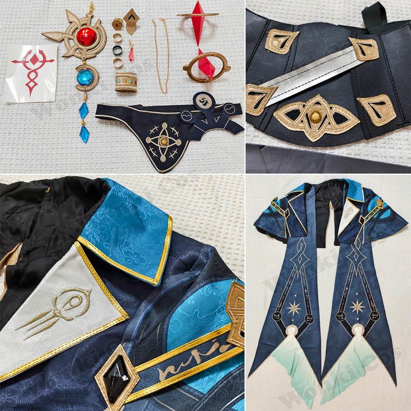 Star Rail Anaxa Cosplay Costume Wig Hair For Game Star Rail Outfits Anaxa Cosplay Shoes Boots Men Carnival Party Role Play