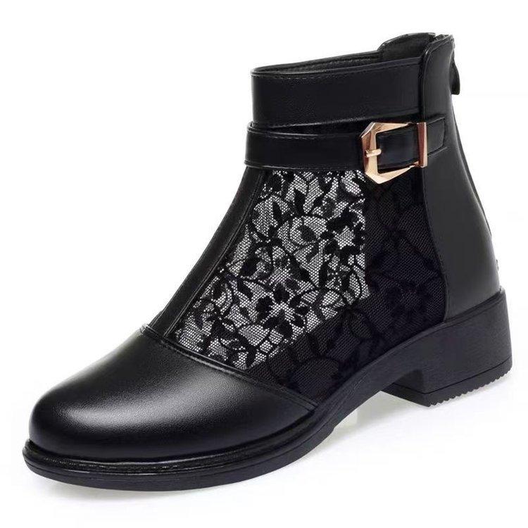 2025 Trend Õhutusavadega Saapad - Naiste Jämeda Kontsaga Võrk-Pahkluusaapad Suvine Mugavus Ema Jalatsid