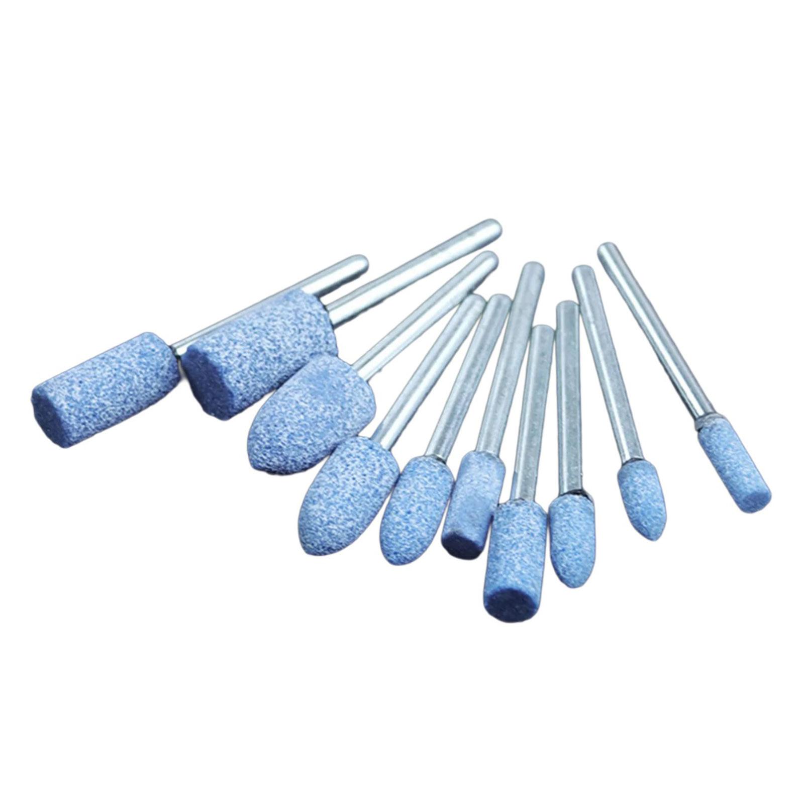 

10 шт. Роторная борфреза Шлифовальная головка Хвостовик 1/8 Абразивные круги для резьбы по дереву Полировки камня Роторный электроинструмент синий