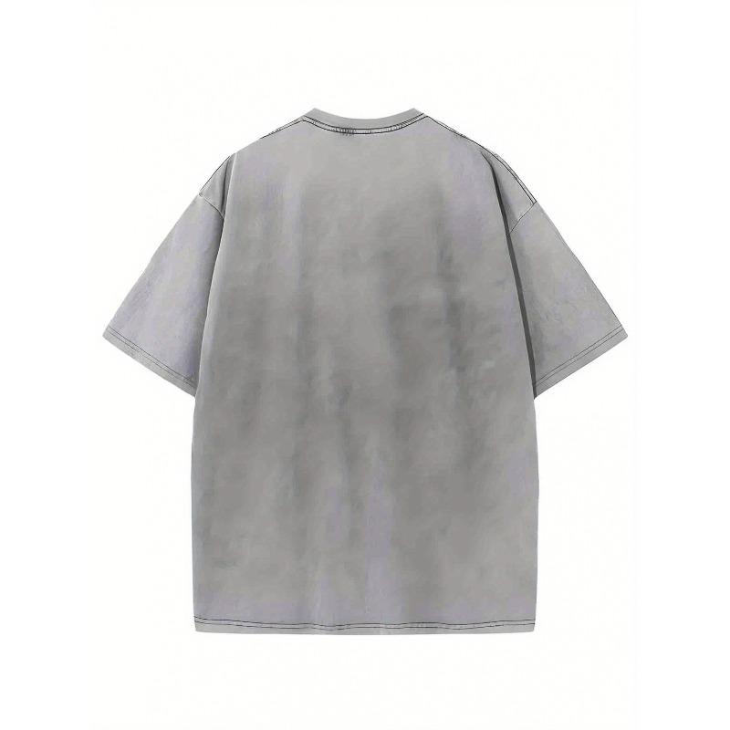 Water-Washed, Puerto Rican Blue Sky Print Men'S T-Shirt, High-Quality Vintage Fashion T-Shirt,Summer Wear,Comfortable, Loose-Fitting