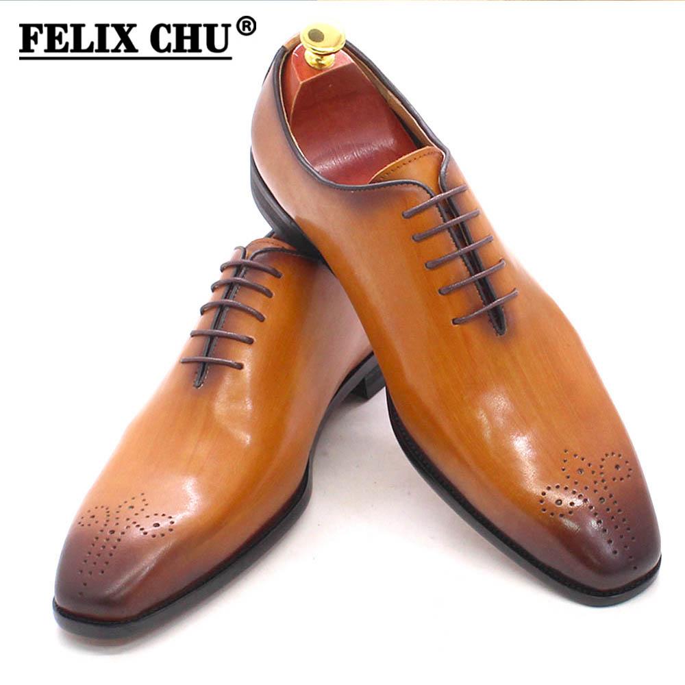 Fashion Mens Formal Shoes Genuine Leather Hand Painted Whole-cut Oxford Shoes for Men Italian Dress Shoes for Business Office Company