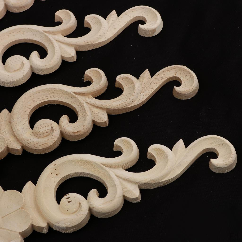 4 Unpainted Applique Wood Carved Corner Furniture Decor