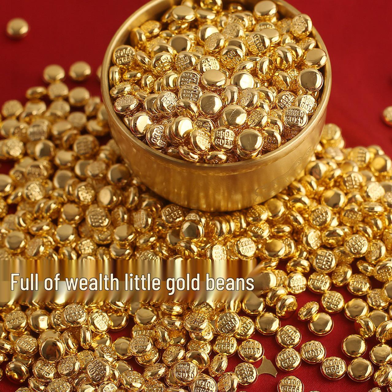 Fortune-Attracting Gold Bean Ornaments - Handmade for Wealth and Prosperity No