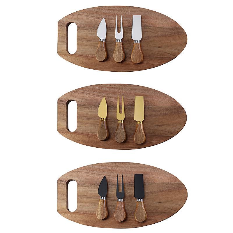 3-Piece Acacia Wood Cutting Board Set - Kitchen & Cheese Boards for Vegetables & Western Steak