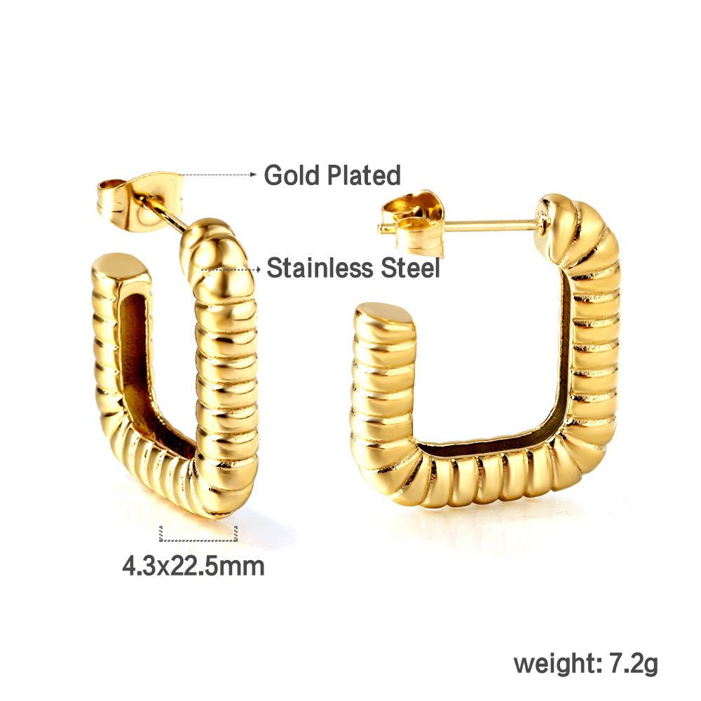 Gold Open Link Chain Hoop Earrings Minimalist Small Loop Ear Studs For Women