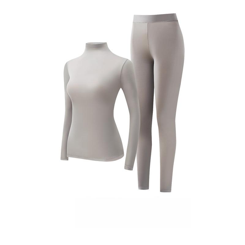 1 set Stacked Collar High Collar Beauty Skin Suit High Elastic Long Sleeve Seamless Thermal Underwear Women s Base Layer sets L