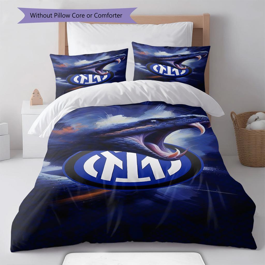 Inter Milan logo  Pattern Bedding Quilt Set Quilt Cover Pillowcase Home Decoration Birthday Gift (1 * duvet cover + 2 * pillowcase, without core)
