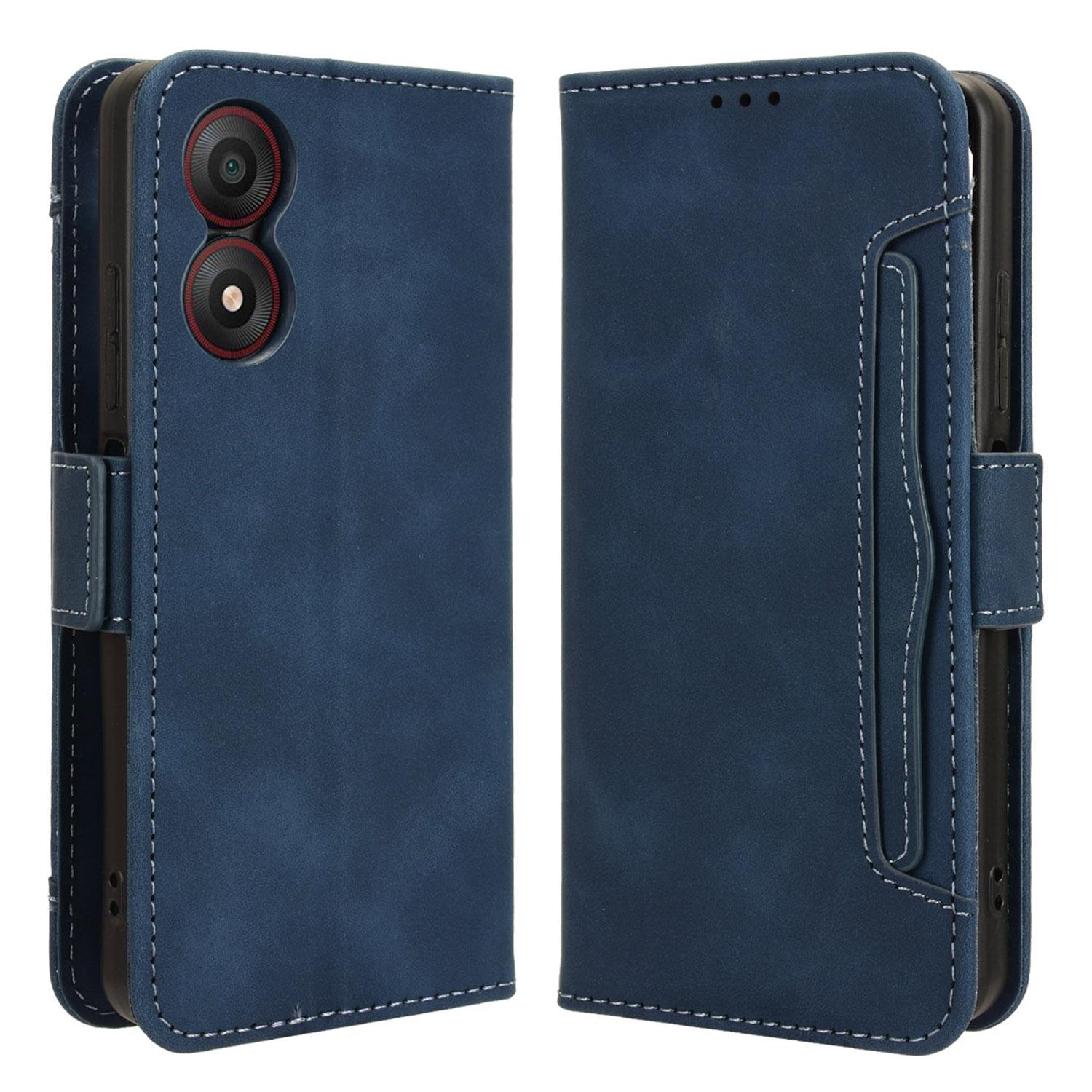 

Для ZTE Blade A34 кожаный чехол с несколькими отделениями для карт, чехол-кошелек для телефона Blue