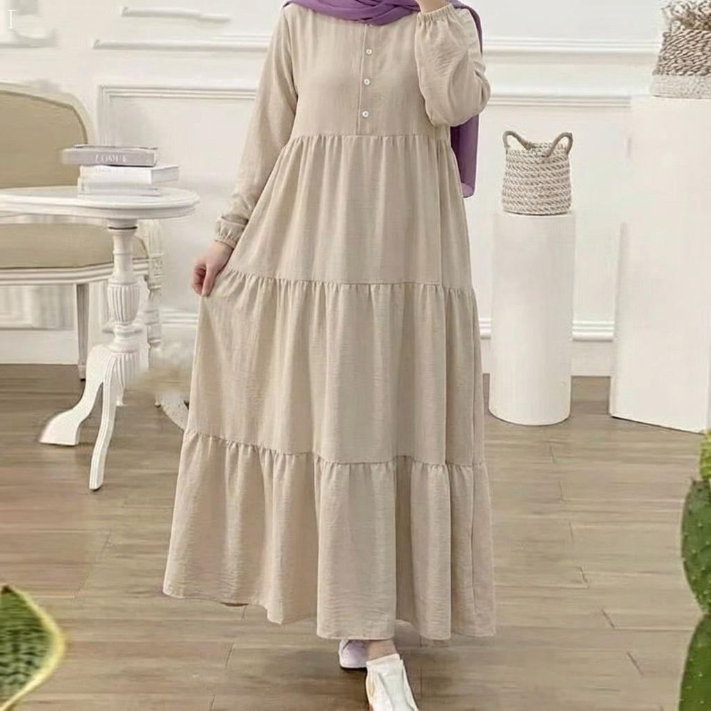 New Arrival Long Sleeve Plain Color Maxi Dress