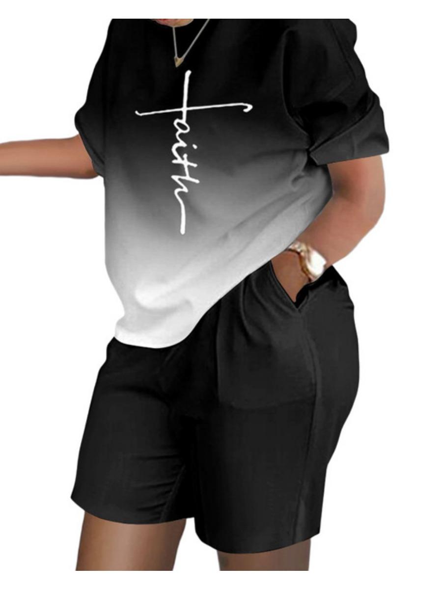 

Літня популярна футболка з 3d-принтом + шорти, комплекти з 2 предметів, модний повсякденний жіночий короткий костюм, м’який спортивний костюм для бігу, трендовий одяг, одяг 5XL