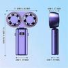 Portable Handheld Fan USB Charging Cooler Dual Fan Digital Display Rechargeable Battery Royal Blue
