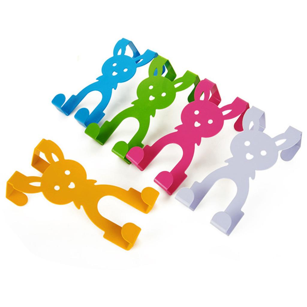 5PCS Rabbit Shape Door Back Hook Multifunctional Nail Free Cartoon Cute Durable Door Back Coat Hook for Household