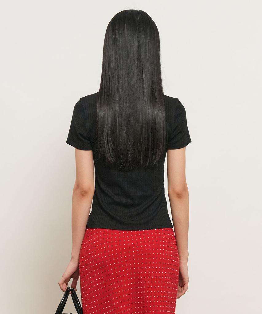 GENERALIDEA Punched Ribbed Henley Neck T-Shirt [Black] / Gf2Lts525