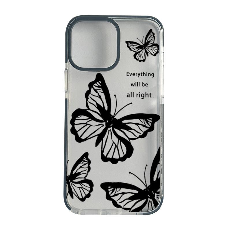 Europe and the United States Hot-selling Anti-drop Tpu Transparent Mobile Phone Case Iphone15pro English Butterfly Mobile Phone Case Apple 17 Soft