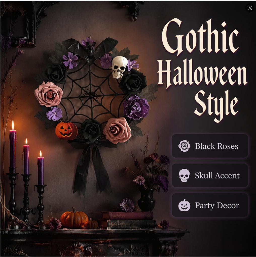 Artificial Halloween Wreath with Dark and Design for Home Decor