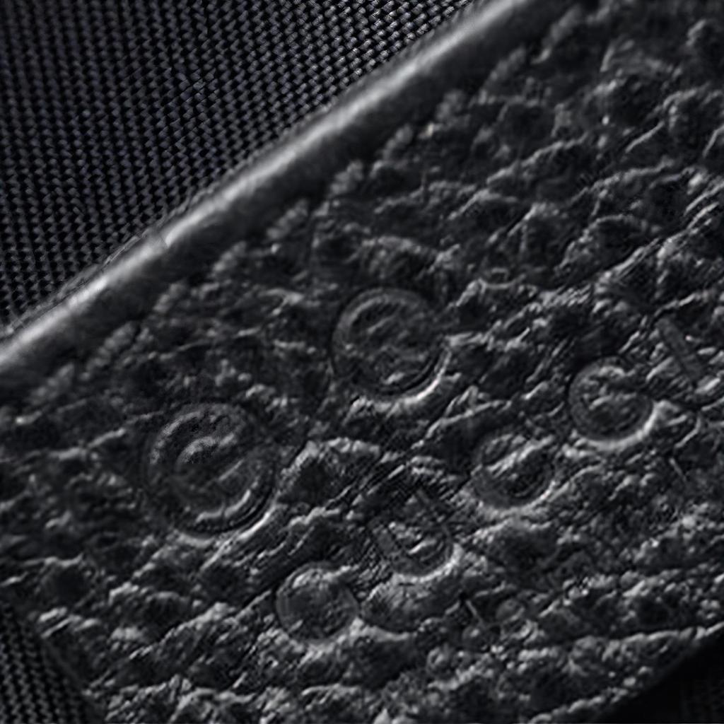 Gucci GG Nylon Leather Trim Medium Backpack In Black For Unisex Daily Use