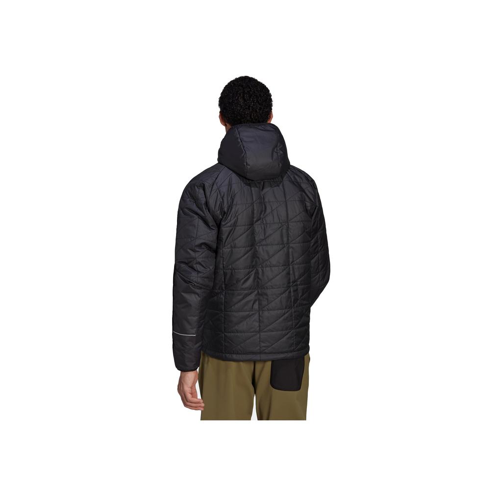 Adidas Solid Color Logo Print Zipper Hooded Long Sleeve Cotton Jacket Men Jacket Black HF0834