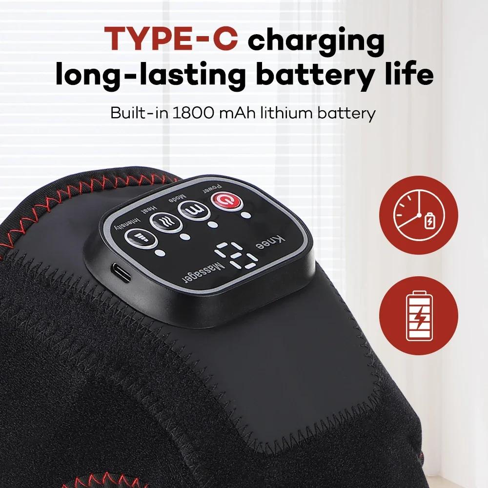 USB elektrický vyhřívaný masážní přístroj na kolena s vibračním airbagem, vyhřívací podložka na kolena, 3 režimy, nastavitelný masážní přístroj na nohy, ortéza na relaxaci kolen