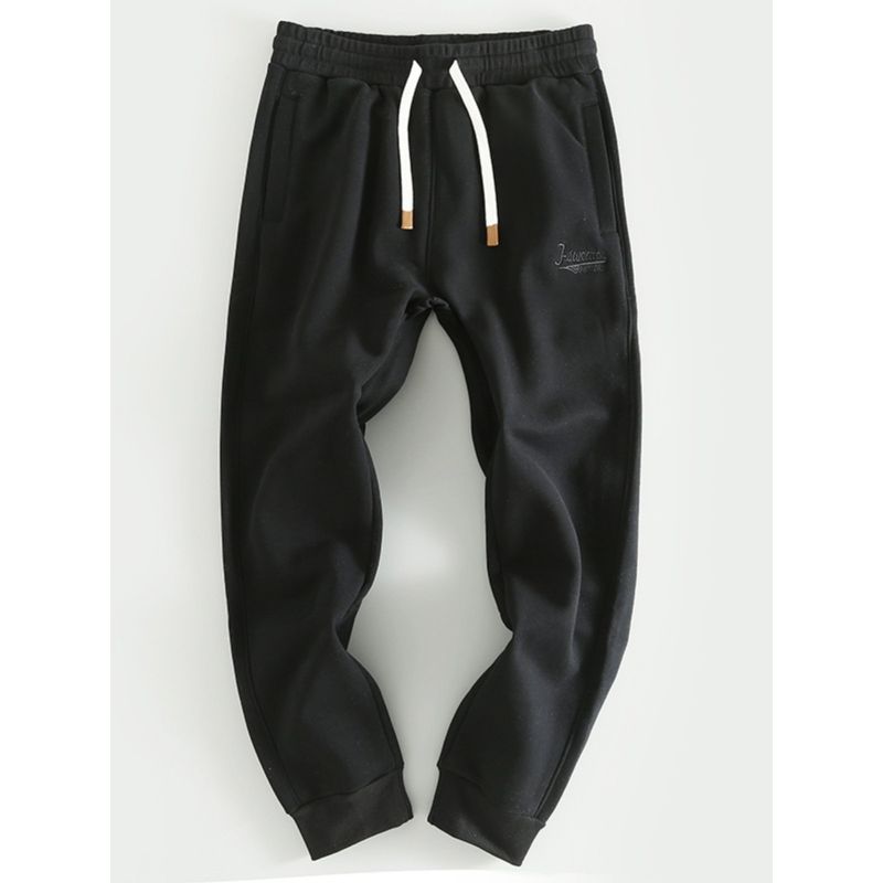 Big Brand Big Sale Leak-Picking Factory Fleece-lined Thickened Track Sweatpants Men's Casual Easiest for Match Cut Label Fall and Winter Long Pants