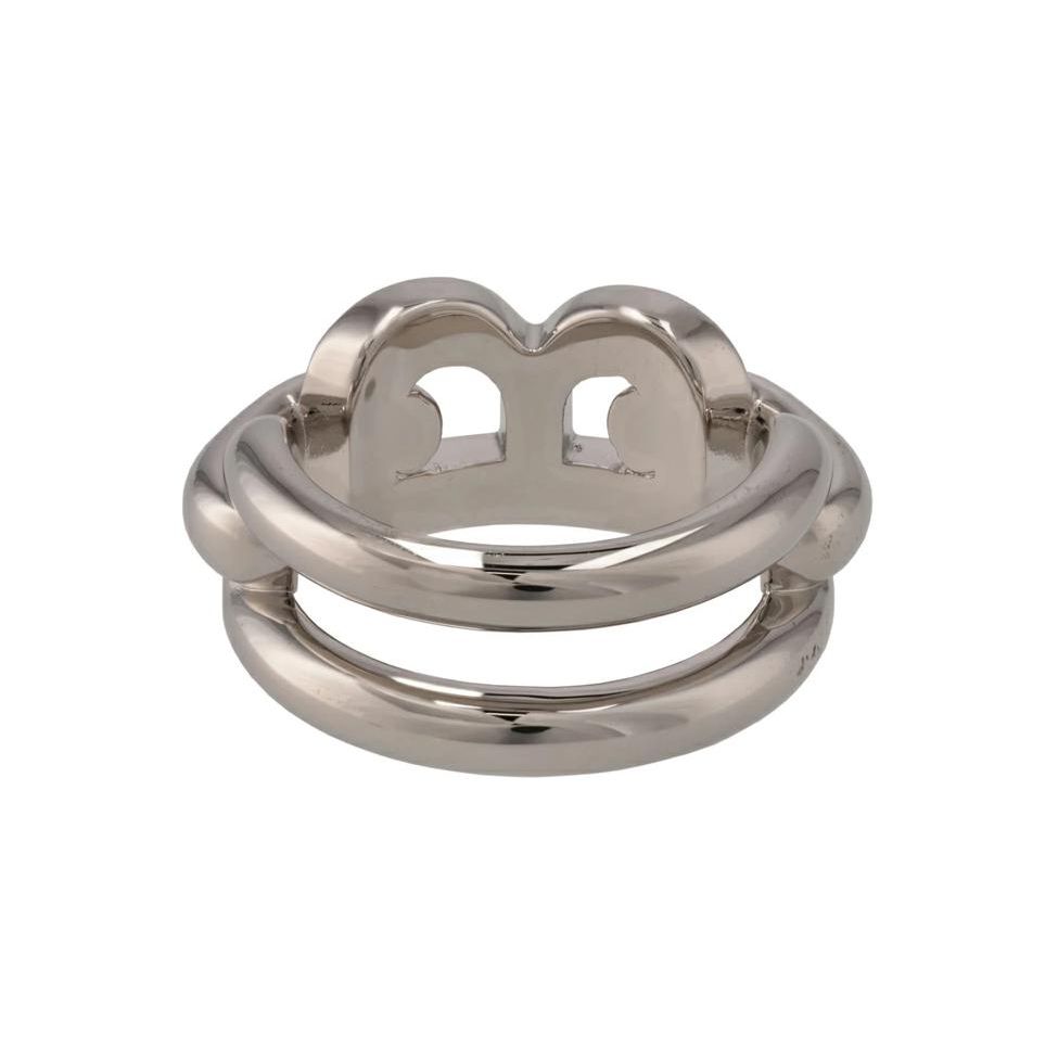 Balenciaga Logo Brass Ring Men Rings Silver 748177TZ99S0926