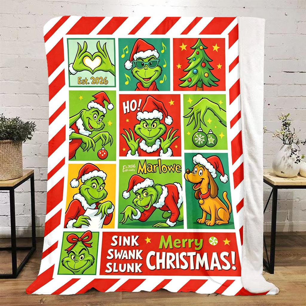 Christmas Gift Comedy Movie How the Grinch Stole Christmas blanket home warming, four season bed decoration sofa cover flannel throwing blanket K18
