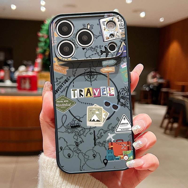 Air Line Travel Map Pattern Case For iPhone 17 Pro Max Magnetic For Magsafe Skin Feeling Cover For iPhone 16 15 14 13 Pro Max