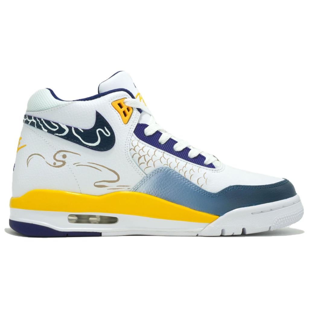 Nike Flight Legacy Vintage Basketball Shoes Men's Mid top White/Cyan/Brown BQ4212-102(Team545-)