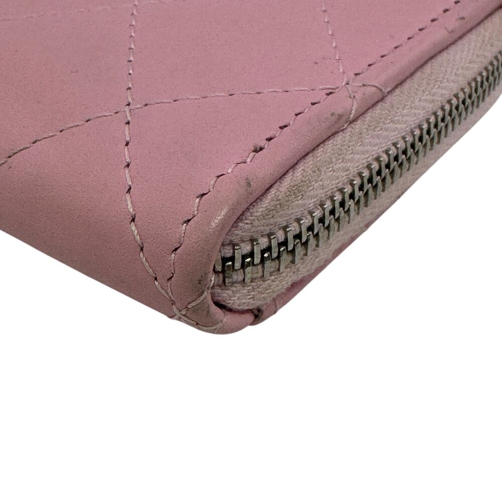 Chanel Fragment Case Matrasse Leather Card Case Pink Leather Used