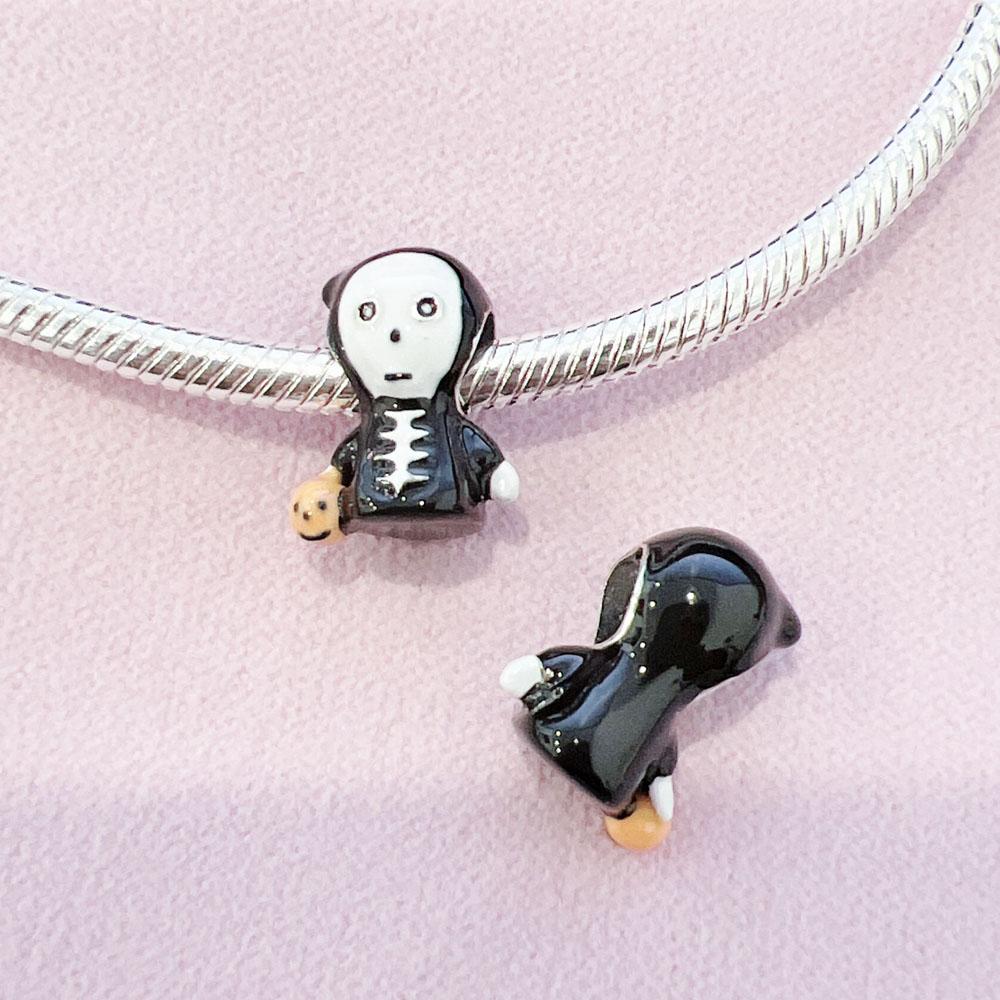 Miedziana dynia Duch Halloween Kapelusz Oczy Motyl Koralik Pasuje do Kobiecej Oryginalnej Bransoletki Biżuteria Na Prezent Bożonarodzeniowy