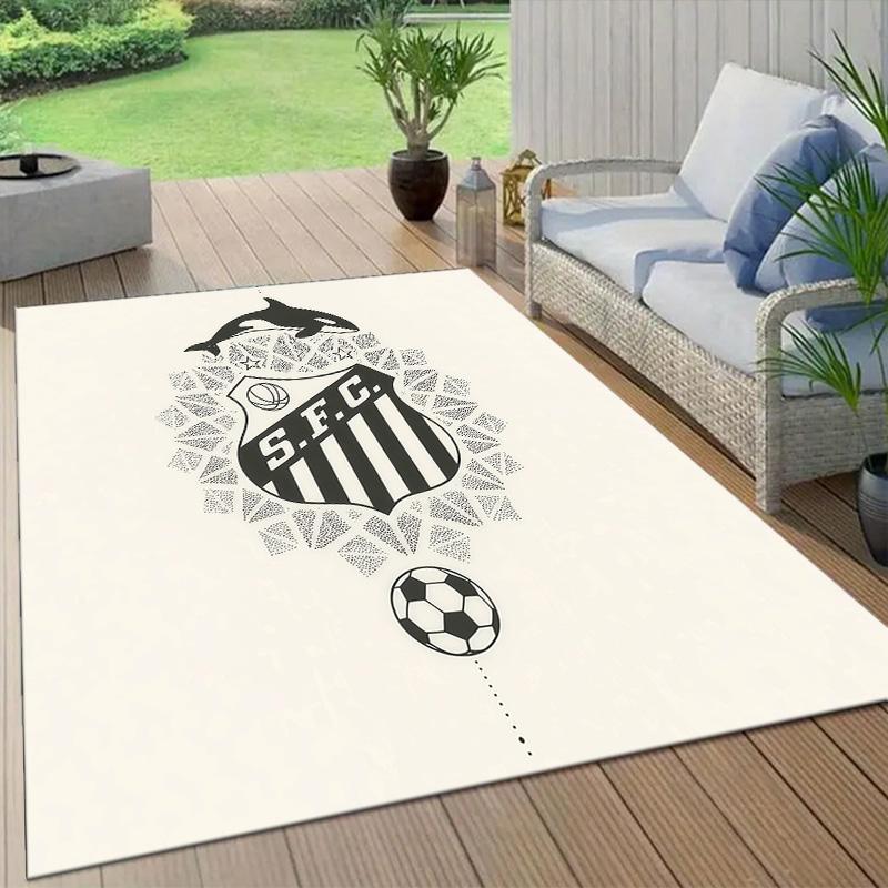 Santos FC Flannel Pattern Square Carpet,Area Rug,Carpet Rug for Living Room Bedroom Sofa Playroom Decor,Non-slip Floor Mat