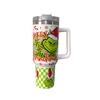 Copo Térmico de Aço Inoxidável Grinch de 40 oz com Canudo e Design Moderno Verde