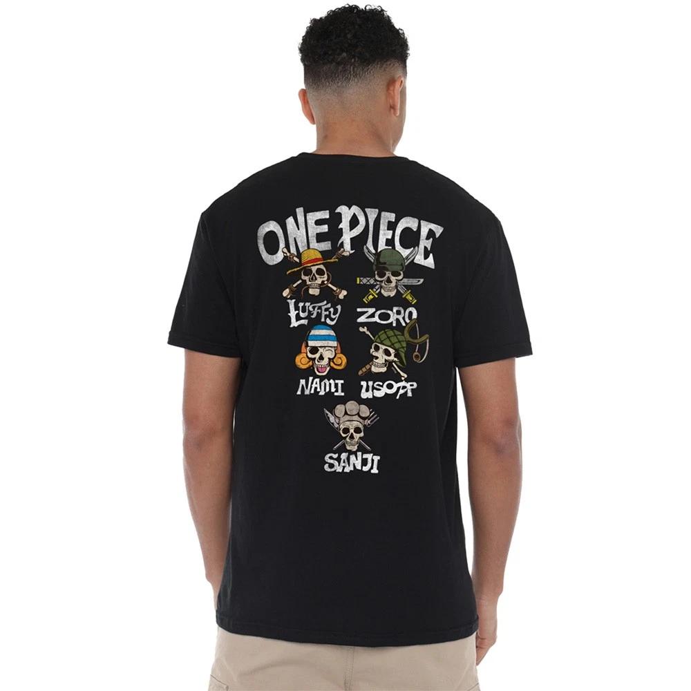 One Piece Straw Hat Crew Skull Cross Bones Front Back T-Shirt S-5XL, Black 2XL