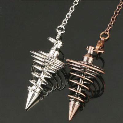 Metal Pendulum Pendulos Radiestesia Pendulums for Dowsing Divination Spiral Cone Antique Gold Color Silver Color Reiki Jewelry