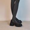 Lan Cabinet Edition~ Leather thick-soled muffin one-pedal loafers women's retro British black versatile small leather shoes single shoes