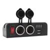 DC12 24V Cigar Lighter Socket Splitter with Digital Voltmeter Power Switch Car Power Outlet Socket USB Charger for Boat