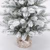 Artificial Mini Christmas Tree Small Xmas Pine Tree with Burlap Base Tabletop Green/Snow Flocked Christmas Tree for Indoor Table Centerpiece