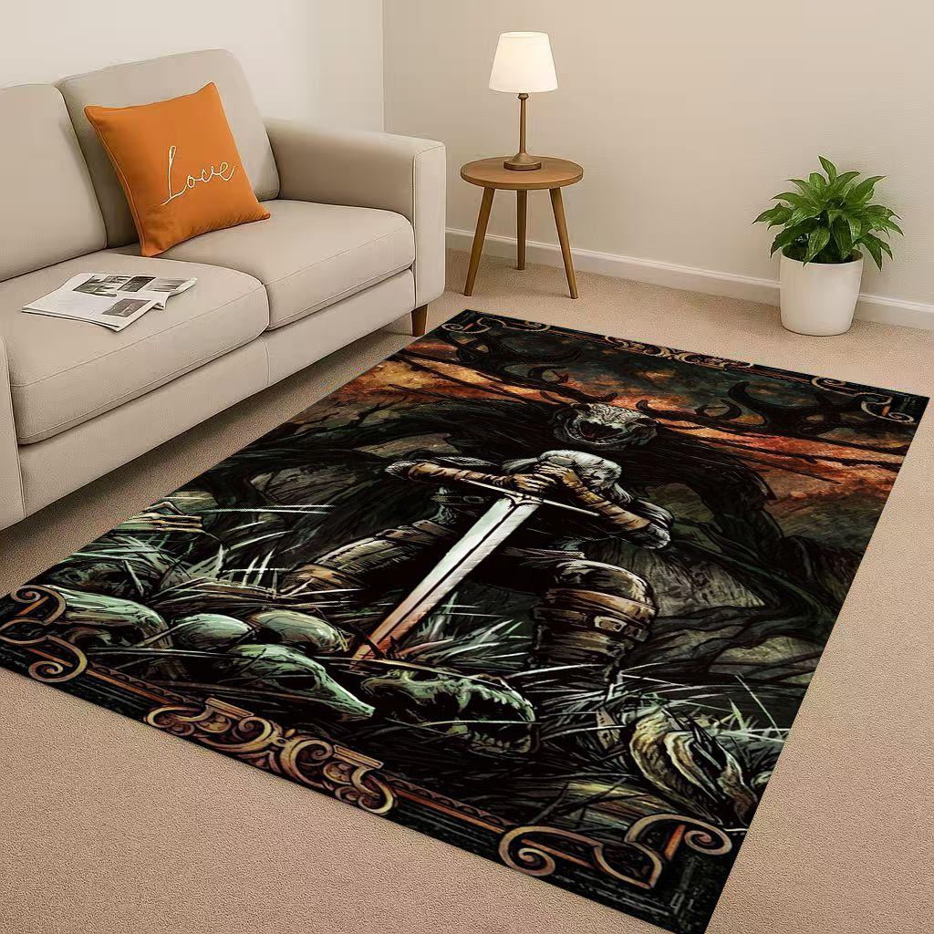 3D The W-Witcher Game Geralt Gamer Cartoon Living Room Non-Slip Area Rug Carpet for Bedroom Playroom Sofa,Home Doormat Kid Gift