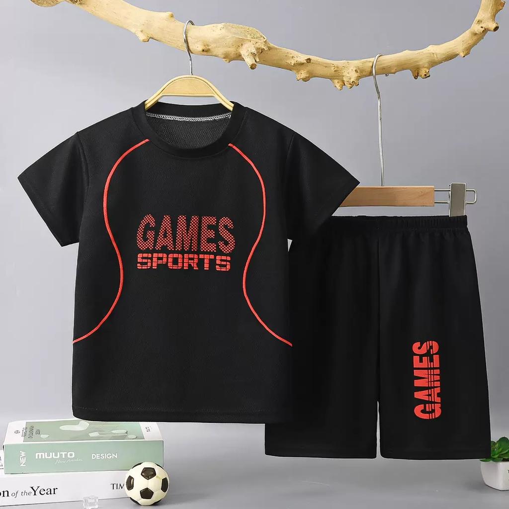 Children's Quick-drying Sports Suit Boys Girls Running Tee Kid Casual Short Sleeves And Shorts Breathable Sets