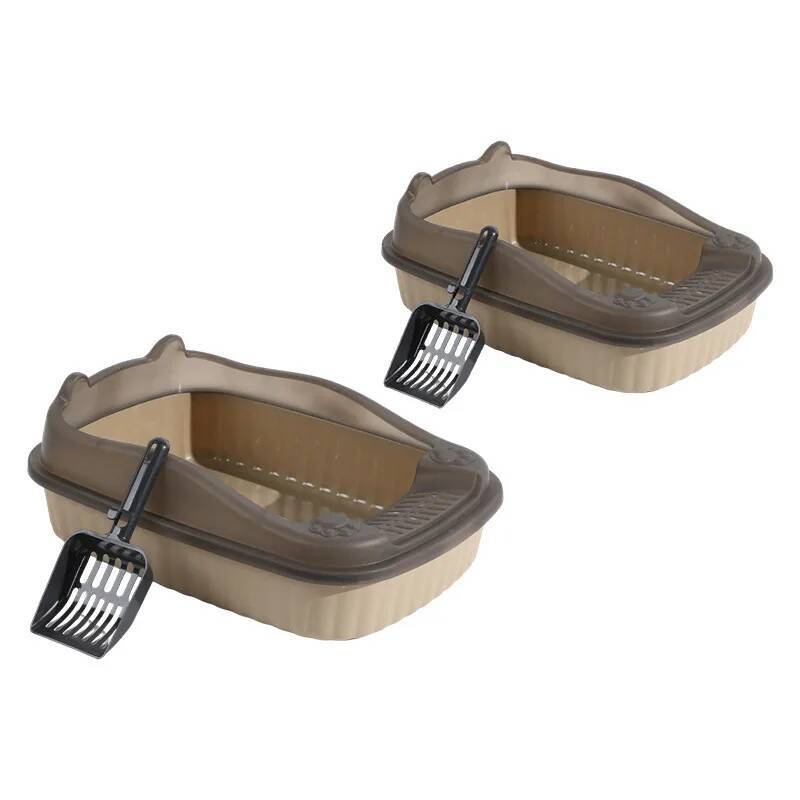 Cat Litter Box Thickening Kitty Sandbox Semi-enclosed High Side Splashproof Pet Bedpans with Litter Scoop Cleaning Cat Supplies