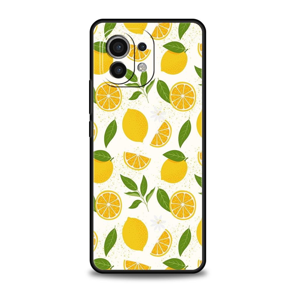 Handyhülle für Xiaomi Mi 15 14 13 12 11 Lite 14T 13T 12T 11T Pro Poco X6 X5 X3 Pro F6 F5 F4 Frucht Zitrone Schwarze Hülle