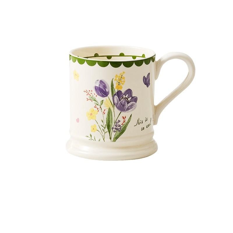 Retro Ceramic Mug High Looking Tulip Couple Water Cup Home Ceramic Cup Office Coffee Cup Gift