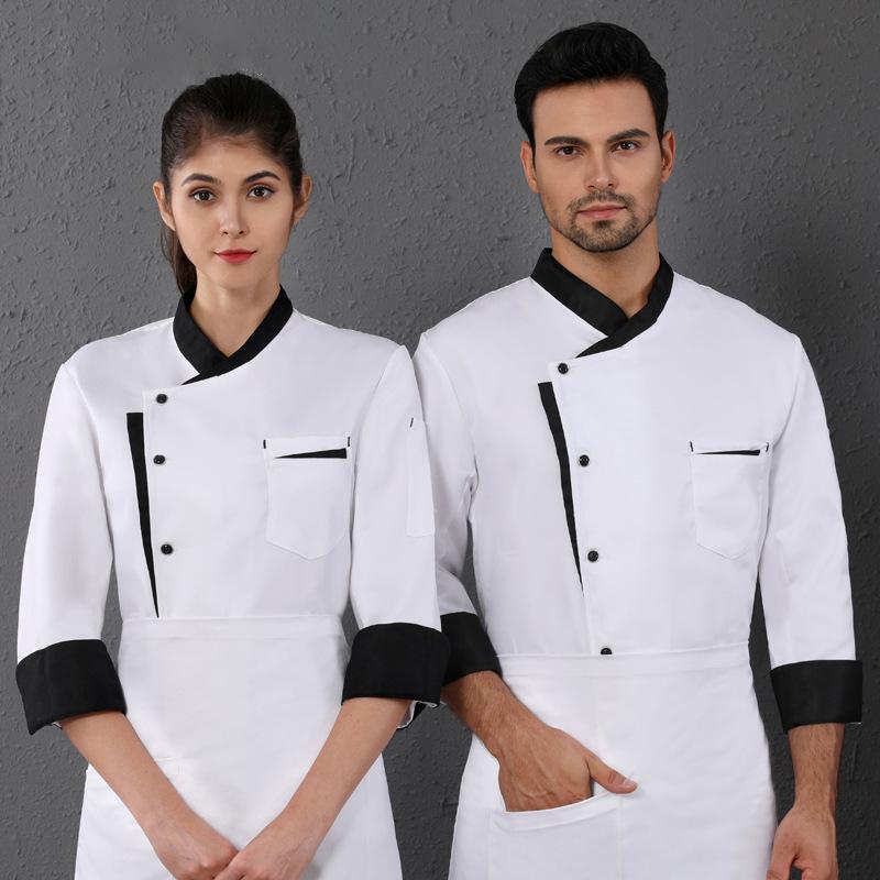 Uniforme de travail de cuisine de cantine d'hôtel à manches longues, uniforme de chef de cuisine de boulanger pâtissier de gâteau, veste de chef de qualité pour hommes et femmes
