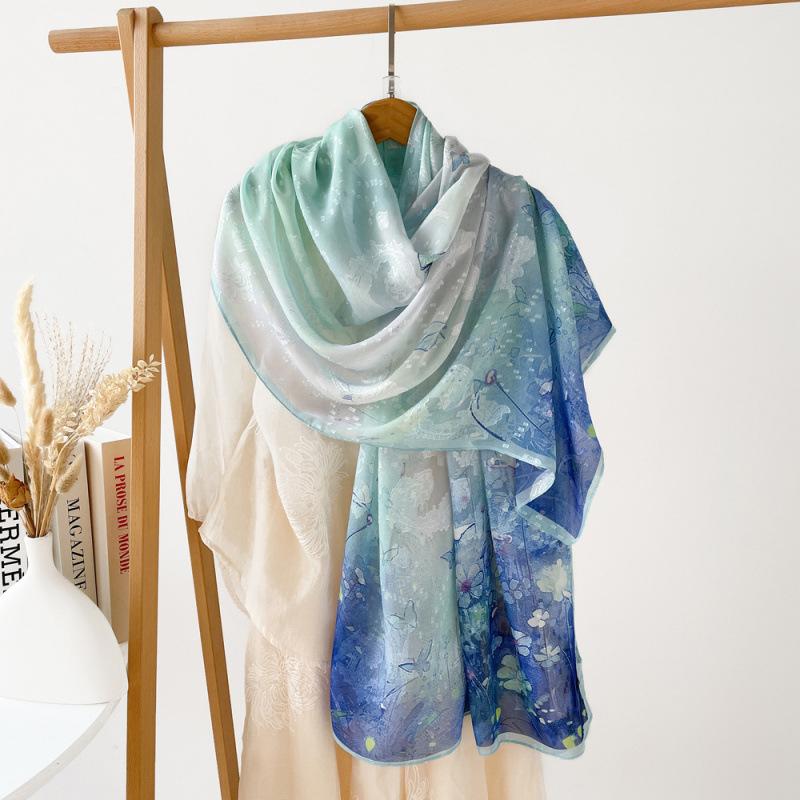 Chinese Elements Flower Cut Silk Scarf for Women Phoenix Print Shawl Light Luxury High-end Gauze Scarf Wedding Souvenir Scarf